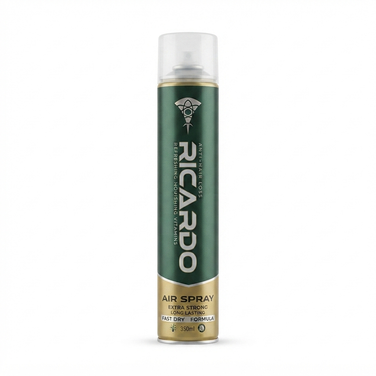 اسپری نگهدارنده حالت مو ریکاردو Ricardo Hair Styling Spray، قدرت تثبیت کنندگی قوی (Strong Fixation)، ماندگاری طولانی مدت (Long-lasting Hold)، مناسب برای انواع مو و استایلها، فرمولاسیون سبک بدون ایجاد سنگینی یا چسبندگی، محافظت از مو در برابر عوامل محیطی، م