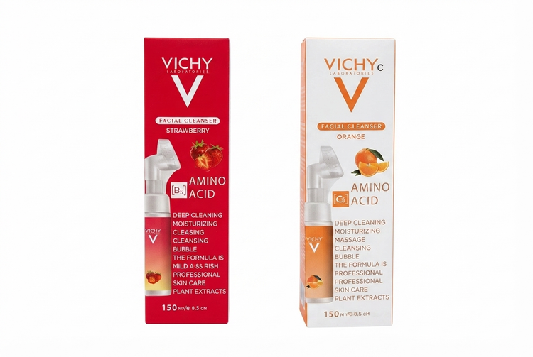 فوم شستشوی صورت ویشی ملون | آبرسان، نرمکننده و شوینده ملایم برای پوست خشک Vichy Cleanser Strawberry