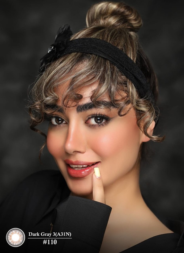 لنز رنگی فصلی آرین کد 110 رنگ دارک گری تیره دوردار، Arian Seasonal Contact Lenses Dark Gray 3 A31N #110