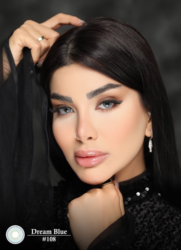 لنز رنگی فصلی آرین کد 108 رنگ دریم بلو آبی روشن یخی، Arian Seasonal Contact Lenses Dream Blue #108