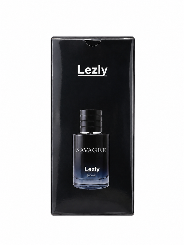 عطر مینی لزلی مدل Savagee شماره ۰۸، با بطری مشکی و جعبه مشکی براق، مناسب خرید عطر مینی و استفاده روزمره