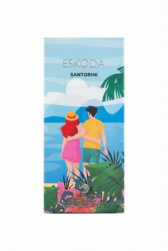 خرید عطر زنانه اسکودا سانتورینی بای کاوالیر Eskoda Santorini by Cavalier با رایحه میوهای، گلی و گرمسیری، مناسب بهار و تابستان.