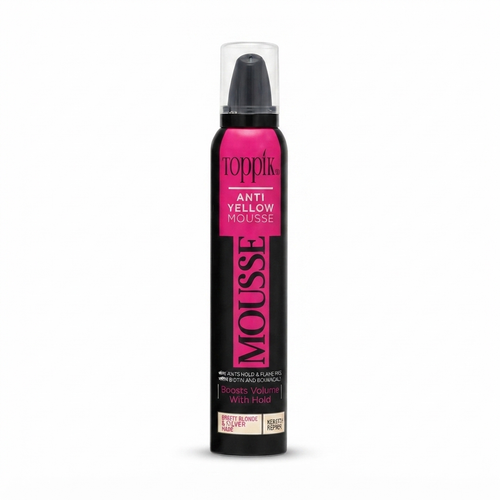 موس مو تاپیک TOPPIK Hair Mousse مدلهای ضد زردی و کراتینه ۲۰۰ میل فوم حالت دهنده و حجم دهنده مو تاپیک اصل با ماندگاری ۲۴ ساعته عکس انواع موس مو تاپیک مشکی و رنگی TOPPIK Hair Filler موس مو ضد زردی تاپیک Anti Yellow Mousse برای موهای بلوند و دکلره قیمت موس ح