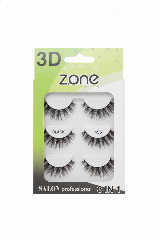 مژه مصنوعی ۳ بعدی مدل ۴۵۵ از برند Z.ONE Manicure - Z.ONE Manicure 3D False Eyelashes Model 455
