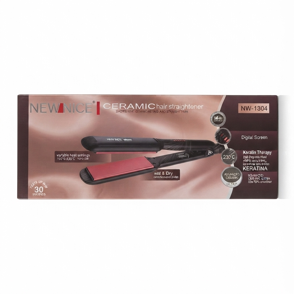 جعبه اتو مو دیجیتال سرامیکی پهن نیو نایس مدل NEW NICE NW-1304