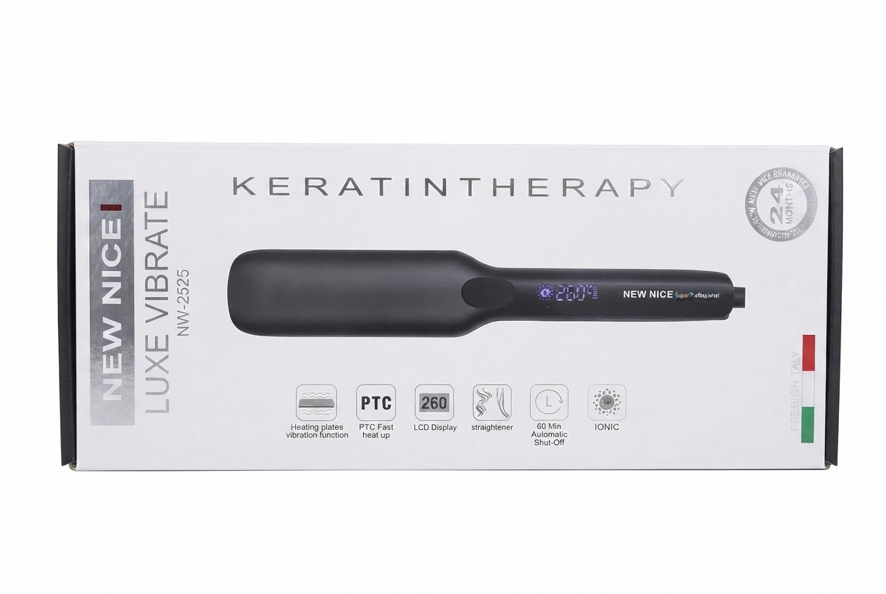 اتو موی حرفه‌ای نیو نایس مدل لوکس وایبریت New Nice Luxe Vibrate با صفحات تیتانیوم گلد