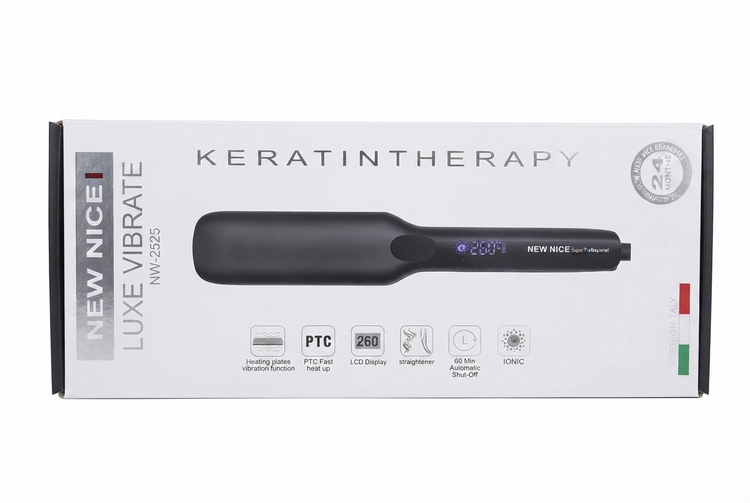 اتو موی حرفهای نیو نایس مدل لوکس وایبریت New Nice Luxe Vibrate با صفحات تیتانیوم گلد
