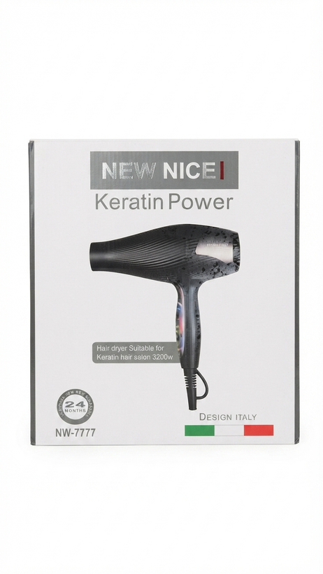 سشوار حرفهای نیو نایس مدل Keratin Power NW-7777 با توان ۳۲۰۰ وات و طراحی ایتالیایی"