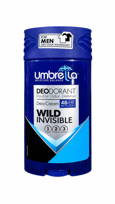 مام کرمی مردانه Umbrella مدل Wild Invisible - ضد تعریق قوی مخصوص فعالیتهای پرتحرک و استرسزا"،دئودورانت کرمی مردانه آمبرلا مدل Wild Invisible - ضد تعریق قدرتمند با تکنولوژی ضد بو و ماندگاری ۴۸ ساعته"
