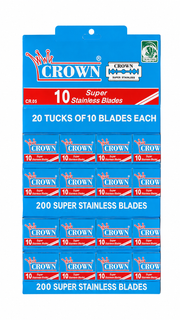 کارت آویز تیغ سنتی کراون Crown مدل سوپر استنلس بسته ۲۰ عددی ۲۰۰ تیغ اصلاح