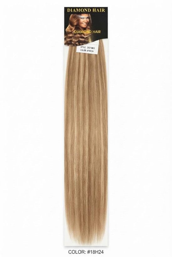 اکستنشن موی لخت دیاموند هیر رنگ 18H24 ترکیب بلوند شنی و عسلی روشن Diamond Hair