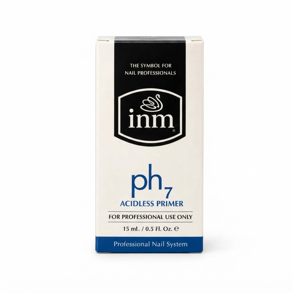 فارسی: پرایمر غیر اسیدی ناخن آی ان ام مدل pH7 اصل آمریکا مخصوص کاشت حرفه‌ای ،INM pH7 Acidless Primer 15ml professional nail system bottle box