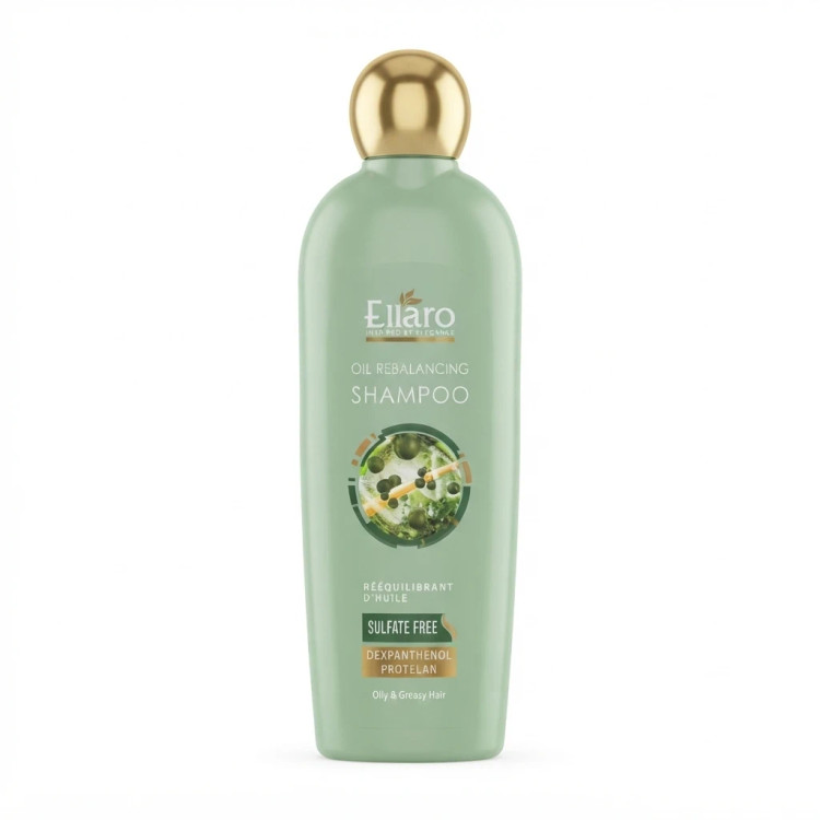 خرید شامپو الارو مخصوص موهای چرب - Ellaro Oil Rebalancing Shampoo ویژگیها: تکنولوژی دکسپانتنول و پروتلان: کنترل هوشمند ترشح غدد چربی پوست سر. فرمولاسیون فاقد سولفات: پاککنندگی عمیق بدون آسیب به ساختار و رطوبت طبیعی مو. حس تازگی و سبکی: حذف سنگینی ناشی ا