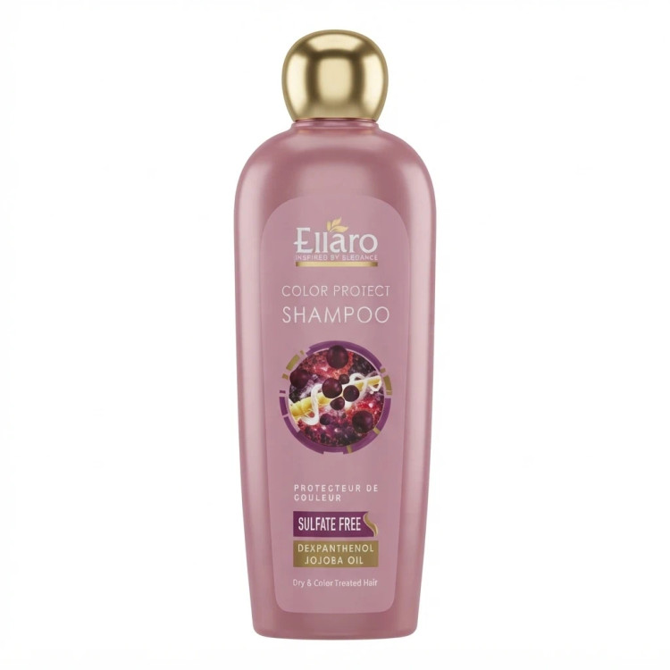 مراقبت از موهای رنگ شده با شامپو الارو - Ellaro Color Protect ویژگیها: فرمولاسیون فاقد سولفات: شستشوی ملایم بدون ایجاد خشکی برای موهای حساس و رنگ شده. ترکیب دکسپانتنول و روغن جوجوبا: تغذیه ریشه تا ساقه و جلوگیری از موخوره و شکنندگی. حفظ درخشش طولانیمدت: